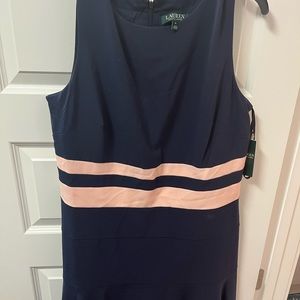 Navy and Rose Ralph Lauren sheath dress with ruffled bottom sz 16